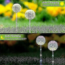 (2pcs)Solar Powered Lawn Lamp, Dandelion Floor Lamp, Outdoor Garden Decoration Led Lamp, Outdoor Led Lawn Floor Lamp -CHA