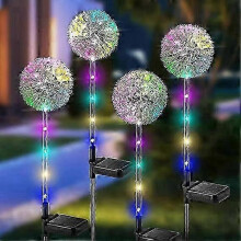 (4pcs)Solar Powered Lawn Lamp, Dandelion Floor Lamp, Outdoor Garden Decoration Led Lamp, Outdoor Led Lawn Floor Lamp -CHA