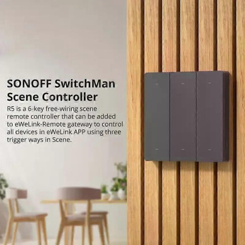 (black, 2 PCS) 1-4PCS SONOFF WIFI R5 SwitchMan Scene Controller 6-key Smart Switch Battery Powered EWeLink Control Work With Alexa Google Home 2