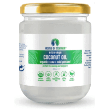 House of Monara Organic Extra Virgin Coconut Oil 200ml Cold Pressed Pure Natural for Cooking Hair and Skin