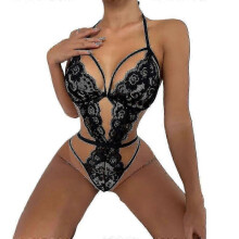 (Black, S) Ladies Sexy Lingerie Strappy Bodysuit Babydoll Underwear -CN-NEW