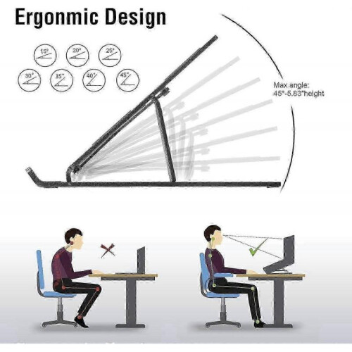 Adjustable Foldable Aluminum Laptop Stand - Ergonomic Portable Notebook Riser for Desk Travel Height Alignment -CN 2