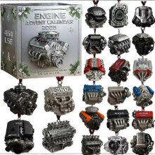 2025 Christmas Advent Calendar - 24 Days Countdown Calendar Engine theme Acrylic Ornaments, Reusable Christmas Tree Decor Blind Box for Kids & Family