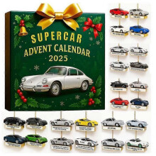 2025 Christmas Advent Calendar - 24 Days Countdown Calendar Porsche 2D Acrylic Pendant Ornaments,Christmas Tree Decor Blind Box