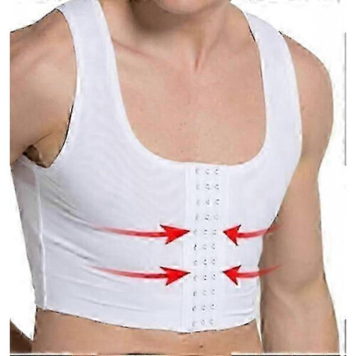 (M)Men'S Chest Compression Vest - 3-Row Adjustable Clasp Body Shaper For Flat Bust Support Posture Correction_cje6 -CN-NEW 2