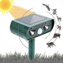 Solar-Powered Ultrasonic Animal Repeller with Motion Sensor, Weatherproof Pest Deterrent for Gardens_mm2 -CN-WR