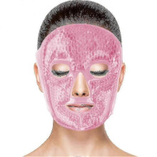 (Pink) Cold Face Eye Mask Ice Pack Reduce Face Puff Dark Circles, Gel Beads Hot Cold Compress Pack Face Spa Skin Care-NEW CN