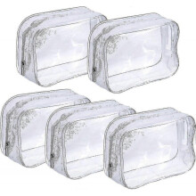 Clear Toiletry Bag, Clear 5pcs Clear Pvc Multifunctional Zipper Bag for Men And Women Holiday Bathro -New SZJR