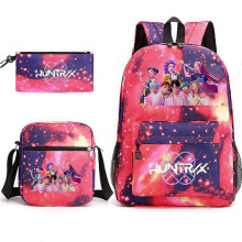 Backpack K-Pop Demon Hunters Anime Elementary School Bag Handbag Pencil Bag Three-piece Set  AA