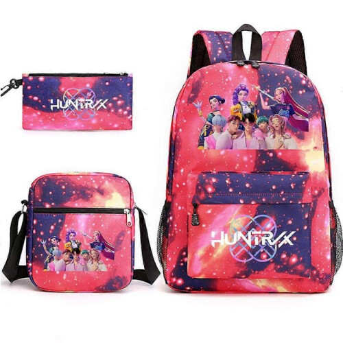 Backpack K-Pop Demon Hunters Anime Elementary School Bag Handbag Pencil Bag Three-piece Set  AA