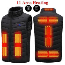 (S, Black) Women 11 Heated Vest Zones Electric Heated Jackets Men Women Sportswear Heated Coat Graphene Heat Coat Usb Heating Jacket For Camping