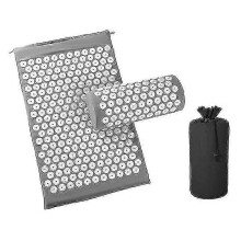 (Gray) Acupressure Spike Mat With Carry Bag- Non-Slip Yoga/Pilates Pain Relief Tool_jc -CN