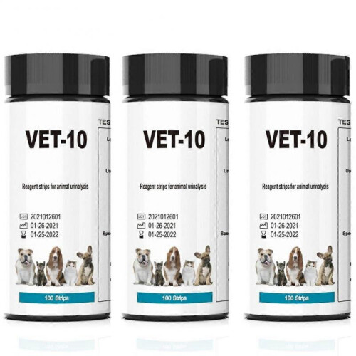 (3Bottles) Pet Urine Testing Strips, 100 Urinalysis Parameter Tests for Dogs,Cats,Vets, Accurate Testing