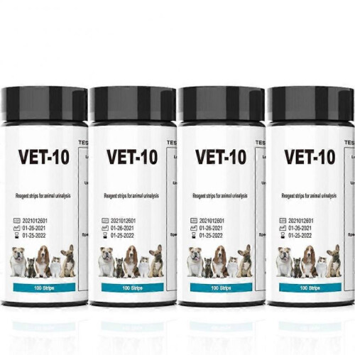 (4Bottles) Pet Urine Testing Strips, 100 Urinalysis Parameter Tests for Dogs,Cats,Vets, Accurate Testing