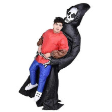 Adult Unisex Funny Death Ghost Hugging People Inflatable Costume Halloween Carnival Holiday Theme Party Performance Clothes -CHA