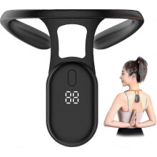 (Black) Ultrasonic Lymphatic Massager For Neck Body - Portable Ems Acupoint Therapy Device With Soothing Heat Function -CNC