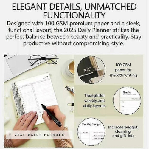(Green) 2025 Daily Planner Iyyever, Daily Planner 2025 -CHAN 2