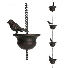 (1pcsx240cm) Mobile Birds On Cups Rain Chain For Outside, Rain Chains For Gutters Downspouts, Dark Bronze -gsl