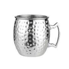 (silver) Moscow Mule Copper Mug - Stainless Steel Barrel Style Drinking Cup - Ideal For Mulled Wine, Beer And More -d