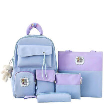 (Blue) 4pcs School Bags Set Kawaii Backpacks For Teen Girls School Backpack School Aesthetic Backpack