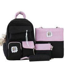 (Black) 4pcs School Bags Set Kawaii Backpacks For Teen Girls School Backpack School Aesthetic Backpack