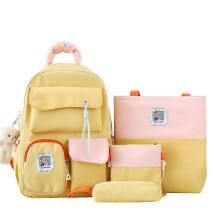(Yellow) 4pcs School Bags Set Kawaii Backpacks For Teen Girls School Backpack School Aesthetic Backpack