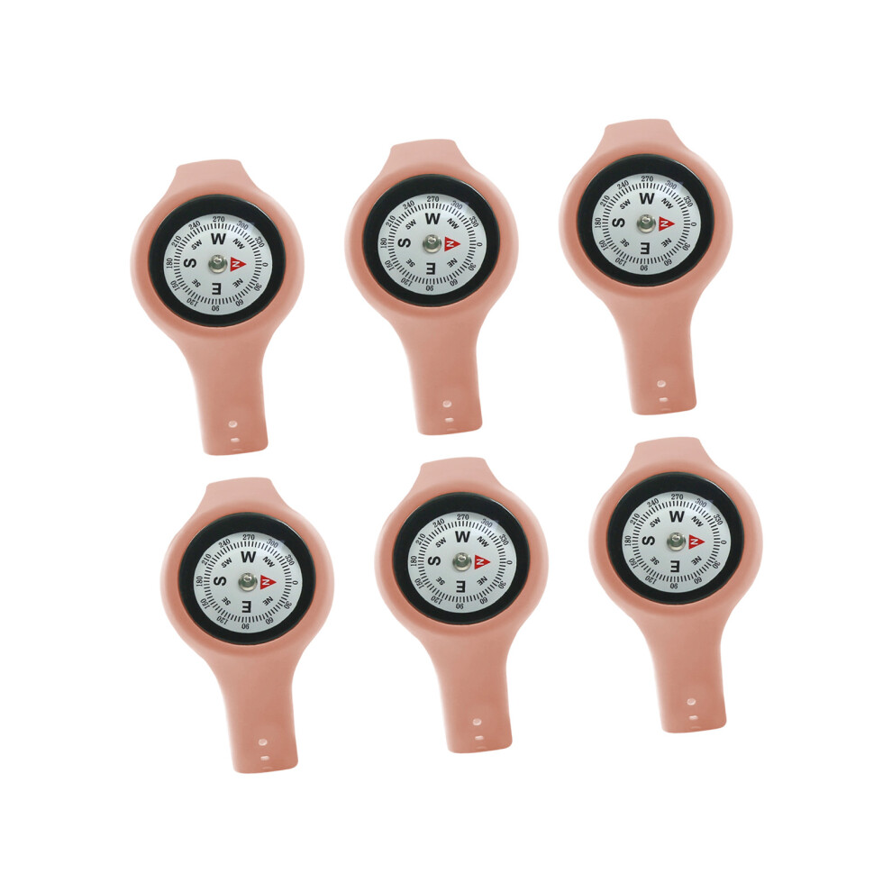 6Pcs Outdoor Student Compasses Watch For Hiking Camping- Pink 7751000292645