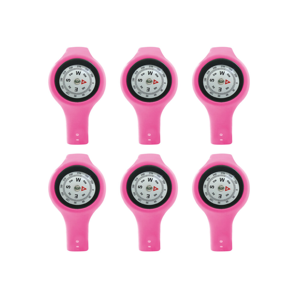 6Pcs Light Weight Compasses Watches Outdoor Navigation-Rose Red 7751000293857