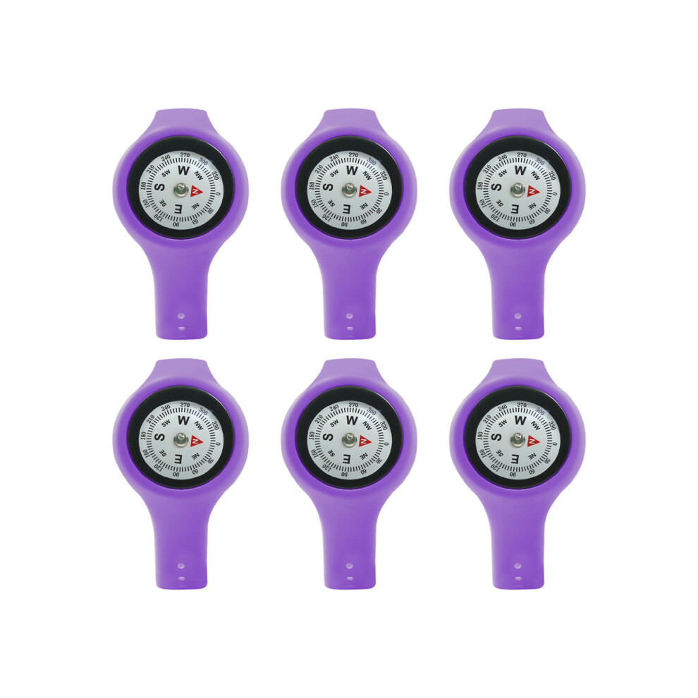 6Pcs Adjustable Strap Wearable Compasses For Students- Purple 7751000293406