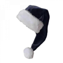 (Navy Blue) Adult Santa Hat Thicken Plush For Holiday Christmas New Year Symbol Mud -New SZJR