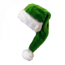 (Green) Adult Santa Hat Thicken Plush For Holiday Christmas New Year Symbol Mud -New SZJR