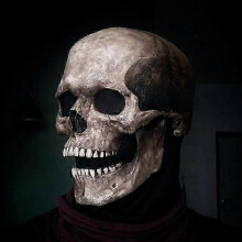 (Black) Halloween Mask Movable Jaw Full Head Skull Mask Halloween Decoration Horror Scary Mask Cosplay Party Decor 2023skull Helmet -CHW