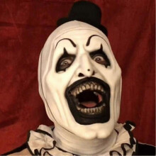 (A) Terrifier 2 Art The Clown Mask Cosplay Costume Creepy Full Head Mask Headpiece Masquerade Halloween Carnival Night Party Props - Ja -CHW