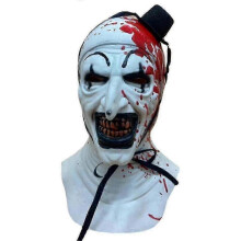 (B) Terrifier 2 Art The Clown Mask Cosplay Costume Creepy Full Head Mask Headpiece Masquerade Halloween Carnival Night Party Props - Ja -CHW