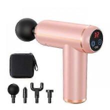 (Pink LCD, With Bag) Lcd Display Massage Gun Portable Percussion Pistol Massager For Body Neck Deep Tissue Muscle Relaxation Gout Pain Relief -CAA