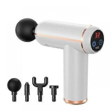 (White LCD, Without bag) Lcd Display Massage Gun Portable Percussion Pistol Massager For Body Neck Deep Tissue Muscle Relaxation Gout Pain Relief -CAA