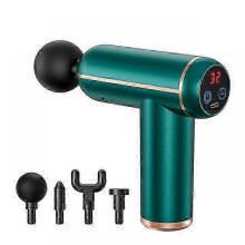(Green LCD, Without bag) Lcd Display Massage Gun Portable Percussion Pistol Massager For Body Neck Deep Tissue Muscle Relaxation Gout Pain Relief -CAA