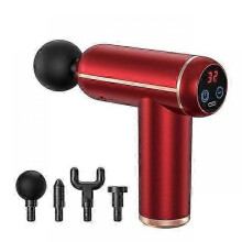 (Red LCD, Without bag) Lcd Display Massage Gun Portable Percussion Pistol Massager For Body Neck Deep Tissue Muscle Relaxation Gout Pain Relief -CAA