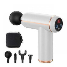 (White LCD, With Bag) Lcd Display Massage Gun Portable Percussion Pistol Massager For Body Neck Deep Tissue Muscle Relaxation Gout Pain Relief -CAA