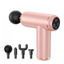 (Pink LCD, Without bag) Lcd Display Massage Gun Portable Percussion Pistol Massager For Body Neck Deep Tissue Muscle Relaxation Gout Pain Relief -CAA