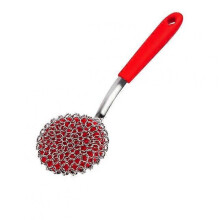(Round-headed, Red) Chainmail Grill Scrubber,Chain Mail Scrubber Cast Iron,3-in-1 Chainmail Cleaner