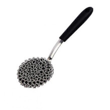 (Round-headed, Black) Chainmail Grill Scrubber,Chain Mail Scrubber Cast Iron,3-in-1 Chainmail Cleaner