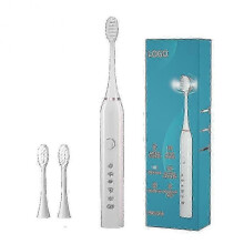 (Charge white 3 brush heads) Sonic Electric Toothbrush Adult Usb Rechargeable 6 Mode Brushing Teeth + 4 Heads -CN-NEW