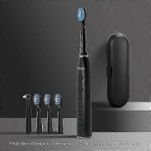 (575 Black) Seago Electric Sonic Toothbrush USB Rechargeable Adult 360 Days Long Battery Life with 4 Replacement Heads Gift SG-575Toothbrushes 25-26s
