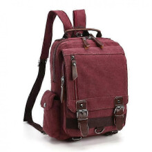 Canvas Crossbody Messenger Bag Shoulder Sling Backpack Travel Rucksack Maroon shoulders 25-26s