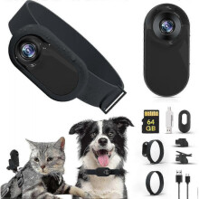 (with 64GB SD Card) Cat Camera Collar - Hd 1080p Wireless Dog Collar Camera -CN