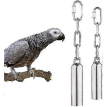 2-Pack Stainless Steel Bird Bell Toys - Sweet-Sound Parrot Cage Accessories for Small Birds -CN