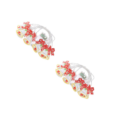 2Stück Weihnachtslichter Mit Glockenanhänger Für Baum 2