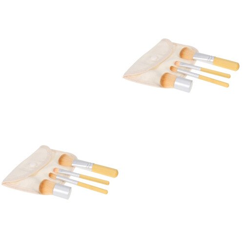 8 Bambusgriff Borsten Make-up Set Mit Leinenbeutel 2