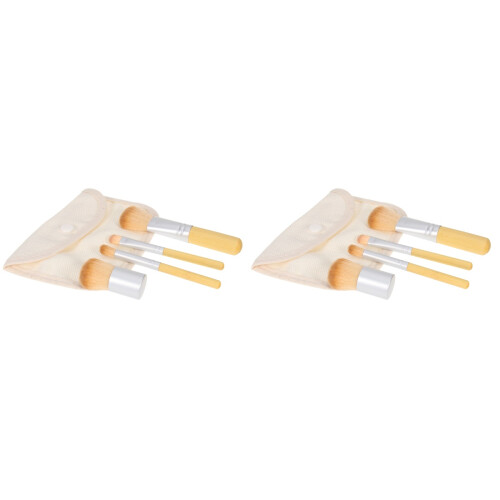 8 Bambusgriff Borsten Make-up Set Mit Leinenbeutel 1